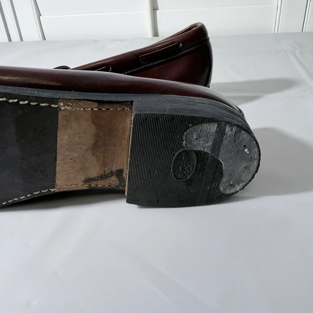 GH Bass Weejuns Loafers Men 10 D Burgundy Leather Tassels USA MADE Slip On Shoes